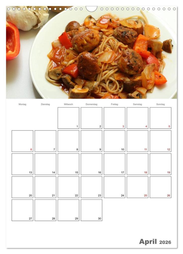 Weitere Ansicht: Pasta mit Gemüse (Wandkalender 2026 DIN A3 hoch), CALVENDO Monatskalender | Linda Schilling, Calvendo