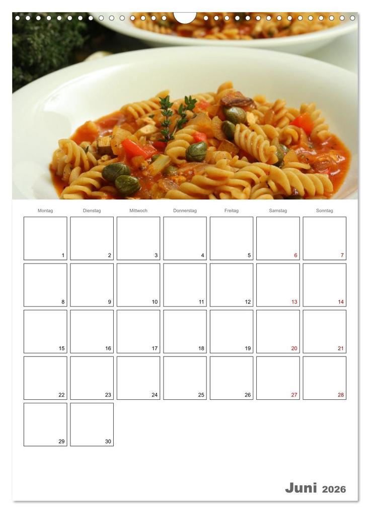 Weitere Ansicht: Pasta mit Gemüse (Wandkalender 2026 DIN A3 hoch), CALVENDO Monatskalender | Linda Schilling, Calvendo