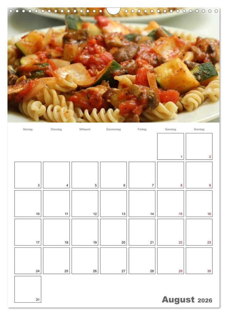 Weitere Ansicht: Pasta mit Gemüse (Wandkalender 2026 DIN A3 hoch), CALVENDO Monatskalender | Linda Schilling, Calvendo