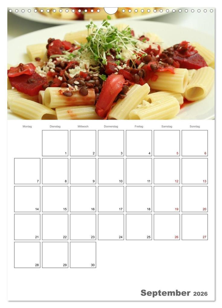 Weitere Ansicht: Pasta mit Gemüse (Wandkalender 2026 DIN A3 hoch), CALVENDO Monatskalender | Linda Schilling, Calvendo
