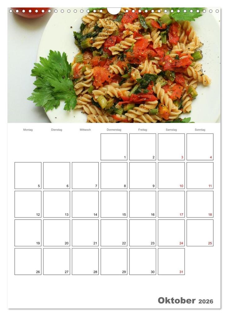 Weitere Ansicht: Pasta mit Gemüse (Wandkalender 2026 DIN A3 hoch), CALVENDO Monatskalender | Linda Schilling, Calvendo