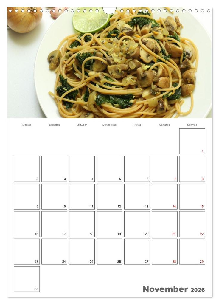 Weitere Ansicht: Pasta mit Gemüse (Wandkalender 2026 DIN A3 hoch), CALVENDO Monatskalender | Linda Schilling, Calvendo