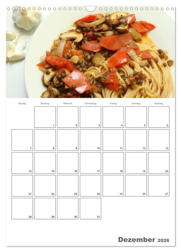 Weitere Ansicht: Pasta mit Gemüse (Wandkalender 2026 DIN A3 hoch), CALVENDO Monatskalender | Linda Schilling, Calvendo