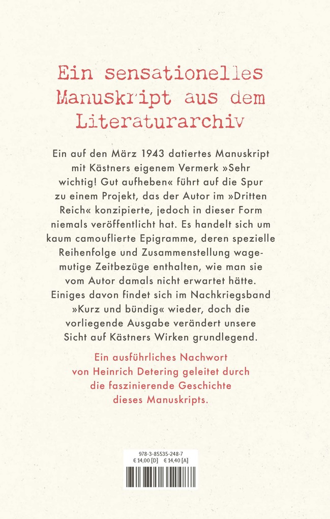 Weitere Ansicht: Sprüche und Widersprüche | Erich Kästner