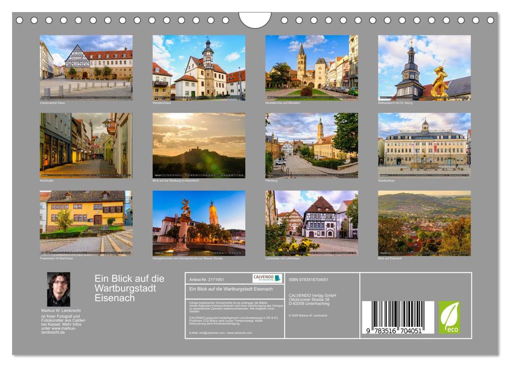 Weitere Ansicht: Ein Blick auf die Wartburgstadt Eisenach (Wandkalender 2026 DIN A4 quer), CALVENDO Monatskalender | Markus W. Lambrecht, Calvendo