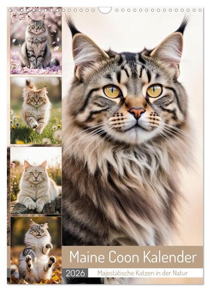 Produktbild: Maine Coon Kalender - Majestätische Katzen in der Natur (Wandkalender 2026 DIN A3 hoch), CALVENDO Monatskalender | MB Fotografie, Calvendo