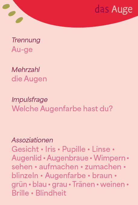 Weitere Ansicht: Wortschatzkärtchen: Körper | Esther Zulauf