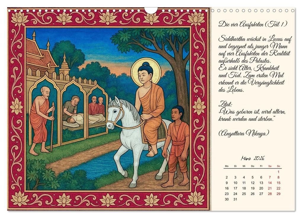 Weitere Ansicht: Siddhartas Pfad zum Buddha (Wandkalender 2026 DIN A3 quer), CALVENDO Monatskalender | Kerstin Waurick, Calvendo