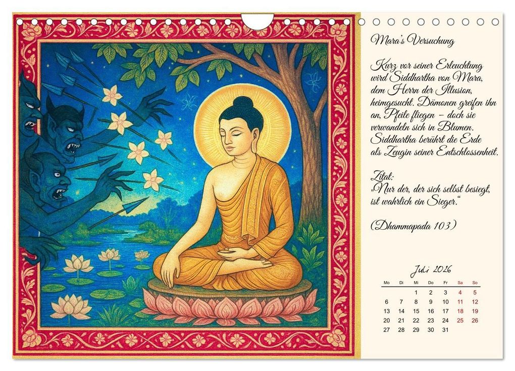 Weitere Ansicht: Siddhartas Pfad zum Buddha (Wandkalender 2026 DIN A4 quer), CALVENDO Monatskalender | Kerstin Waurick, Calvendo