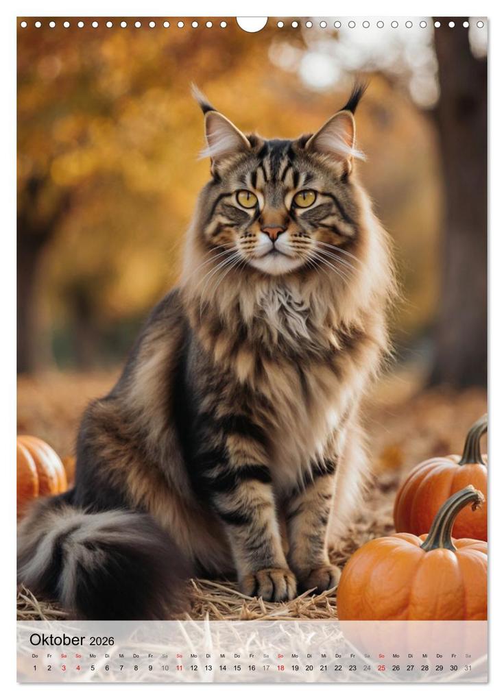 Weitere Ansicht: Maine Coon Kalender - Majestätische Katzen in der Natur (Wandkalender 2026 DIN A3 hoch), CALVENDO Monatskalender | MB Fotografie, Calvendo