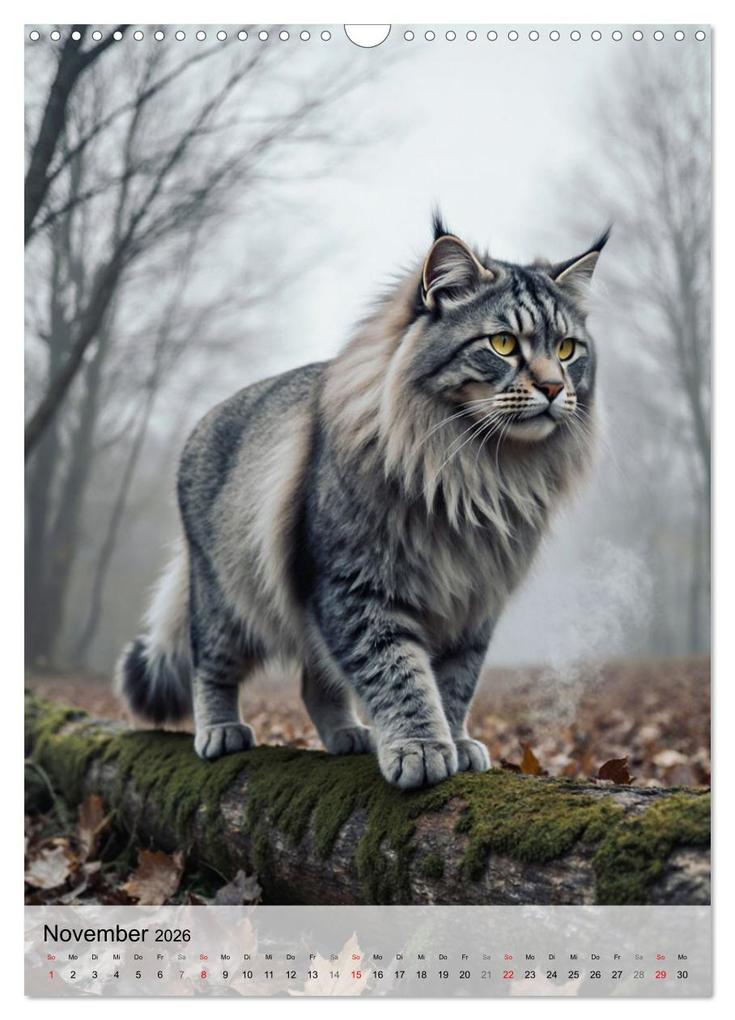 Weitere Ansicht: Maine Coon Kalender - Majestätische Katzen in der Natur (Wandkalender 2026 DIN A3 hoch), CALVENDO Monatskalender | MB Fotografie, Calvendo