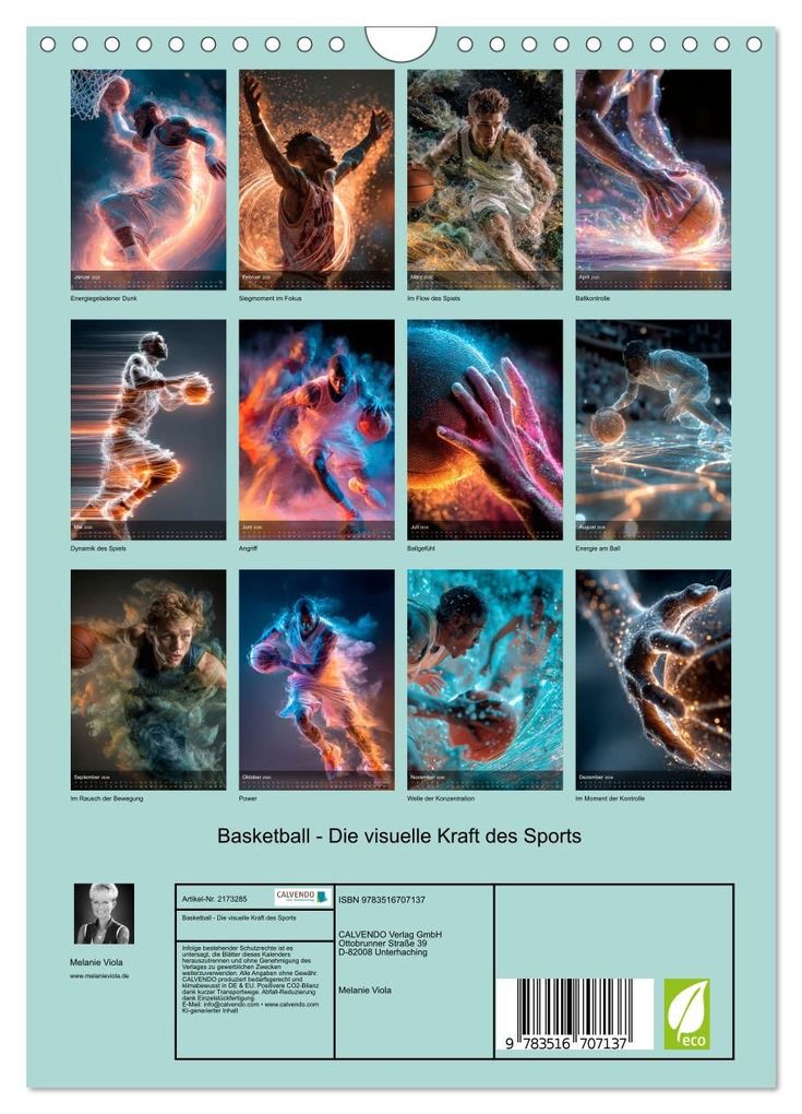 Weitere Ansicht: Basketball - Die visuelle Kraft des Sports (Wandkalender 2026 DIN A4 hoch), CALVENDO Monatskalender | Melanie Viola, Calvendo