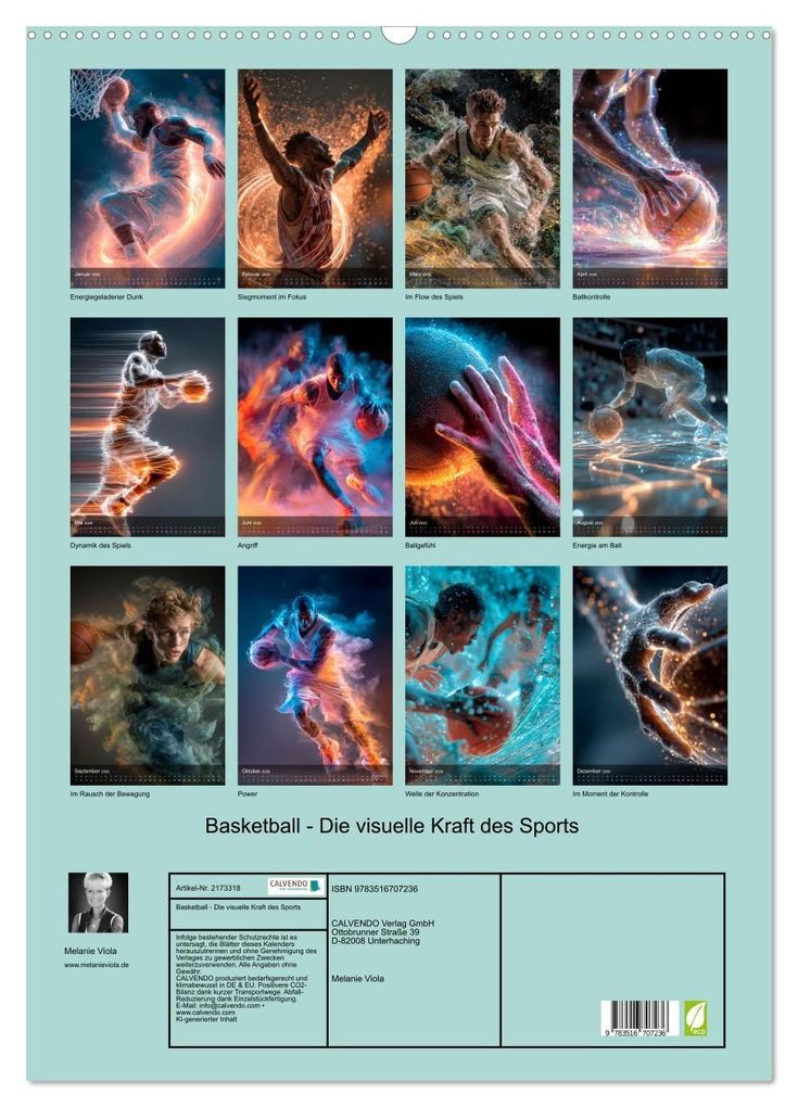 Weitere Ansicht: Basketball - Die visuelle Kraft des Sports (Wandkalender 2026 DIN A2 hoch), CALVENDO Monatskalender | Melanie Viola, Calvendo