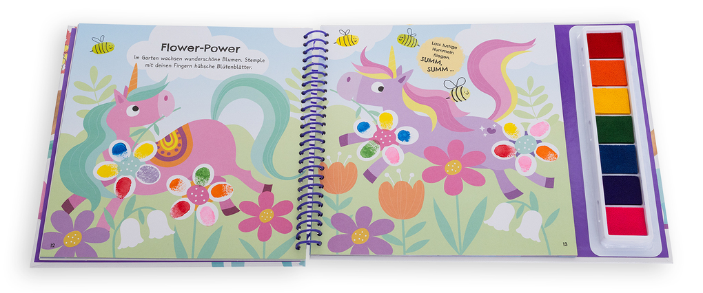 Weitere Ansicht: Fingerstempeln zum Malen und Rätseln. Einhörner