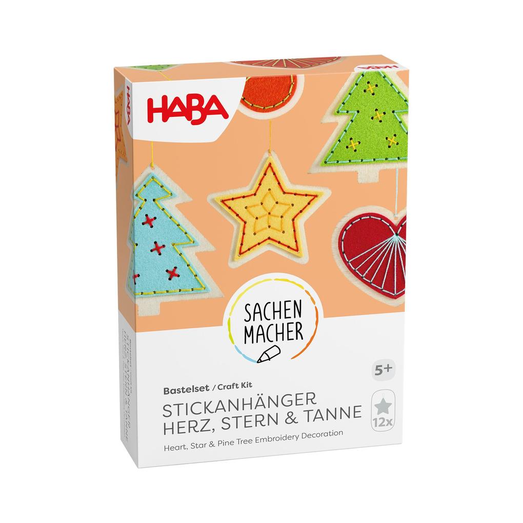 Weitere Ansicht: Bastelset - Stickanhänger Herz, Stern & Tanne