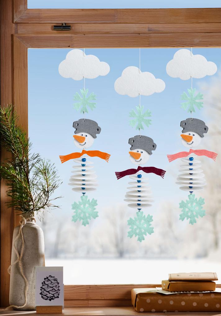 Weitere Ansicht: Bastelset - Erstes Fädeln Filzgirlande Schneemann