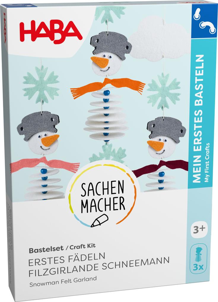 Weitere Ansicht: Bastelset - Erstes Fädeln Filzgirlande Schneemann
