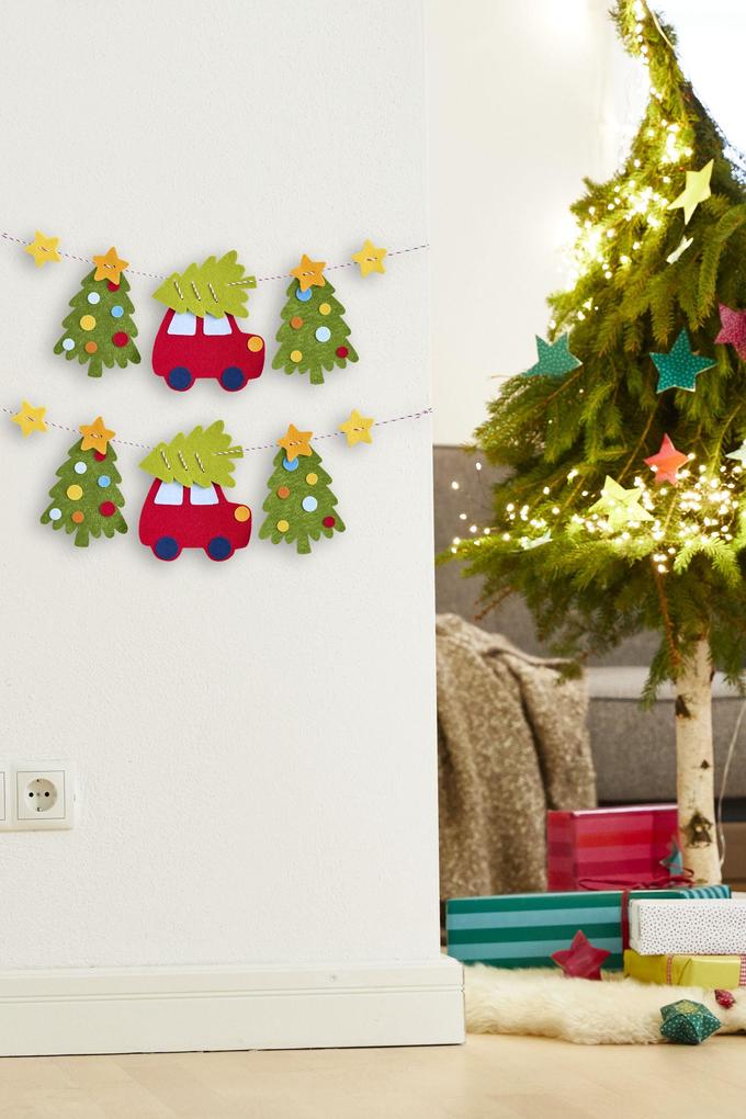 Weitere Ansicht: Bastelset - Erstes Fädeln Filzgirlande Weihnachtsfahrt