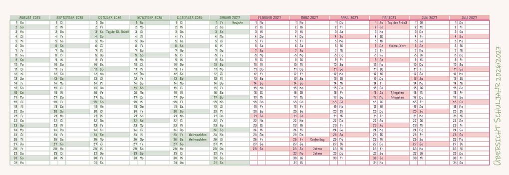 Weitere Ansicht: Mein Wochen-Tischkalender für das Schuljahr 2026/2027