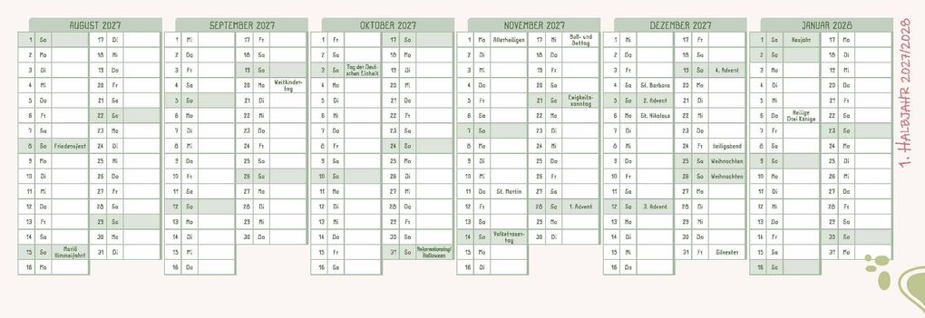 Weitere Ansicht: Mein Wochen-Tischkalender für das Schuljahr 2026/2027