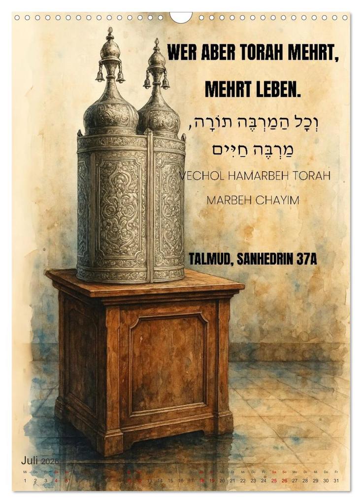 Weitere Ansicht: Weisheit, Licht und Leben - Jüdische Inspiration durchs Jahr (Wandkalender 2026 DIN A3 hoch), CALVENDO Monatskalender | HebrewArtDesigns Marena Camadini, Calvendo