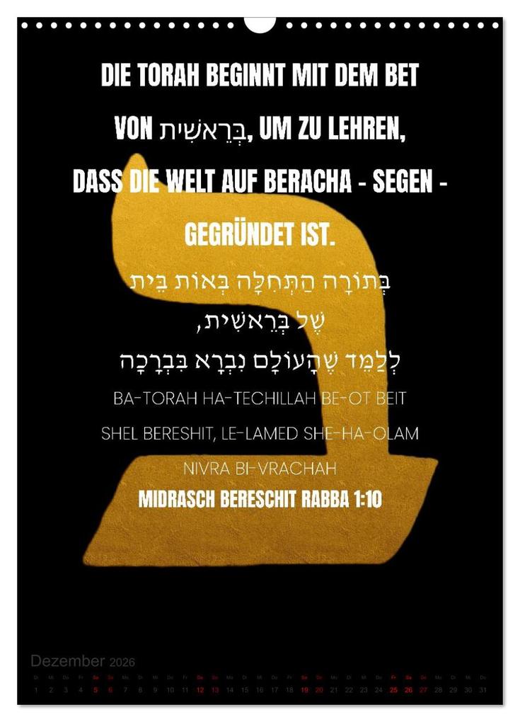 Weitere Ansicht: Weisheit, Licht und Leben - Jüdische Inspiration durchs Jahr (Wandkalender 2026 DIN A3 hoch), CALVENDO Monatskalender | HebrewArtDesigns Marena Camadini, Calvendo