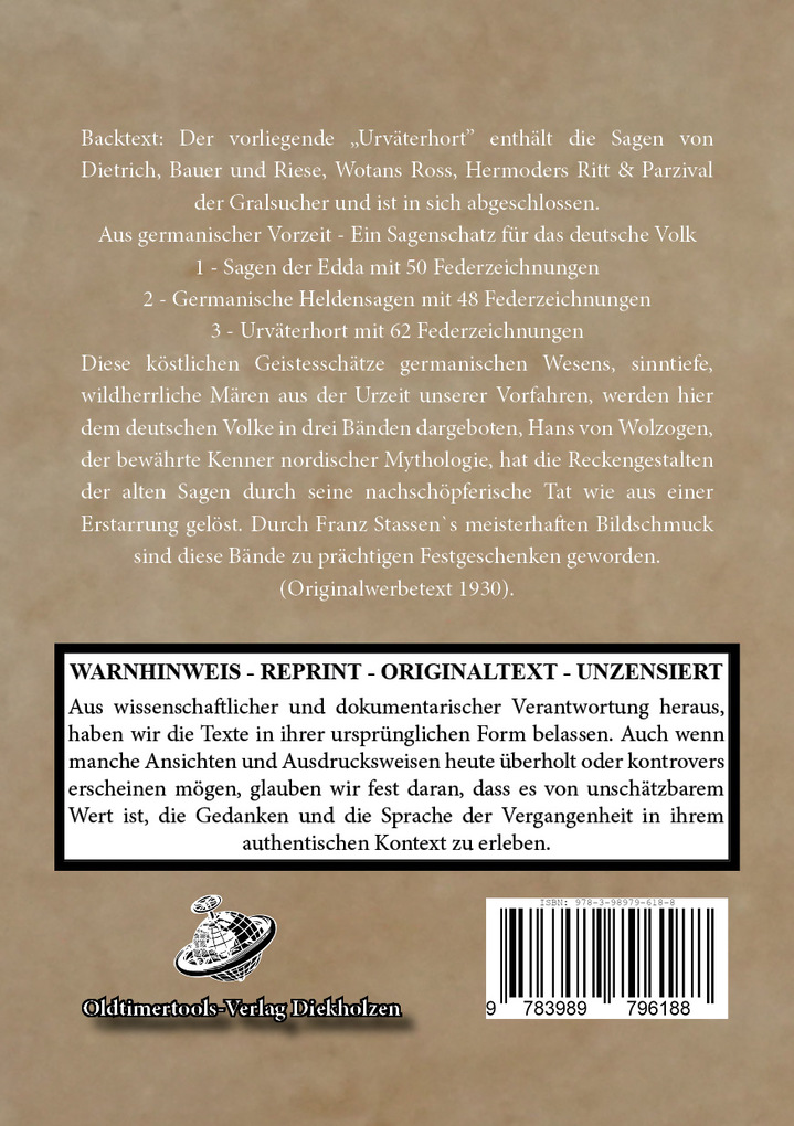 Weitere Ansicht: Urväterhort - Germanische Götter- und Heldensagen mit 62 Federzeichnungen von Franz Stassen | Hans von Wolzogen