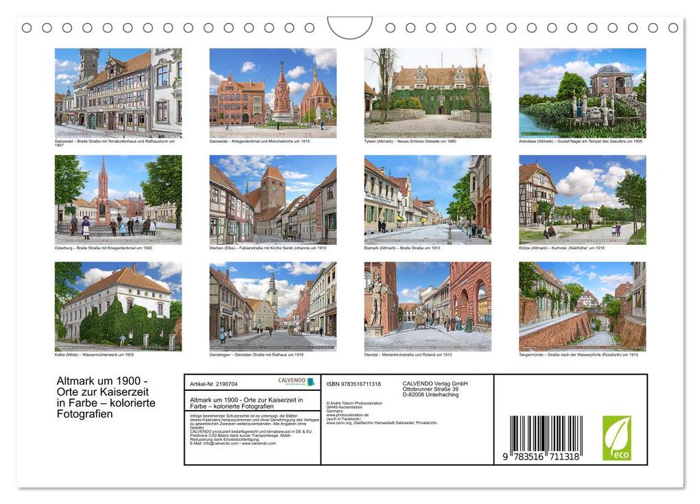 Weitere Ansicht: Altmark um 1900 - Orte zur Kaiserzeit in Farbe - kolorierte Fotografien (Wandkalender 2026 DIN A4 quer), CALVENDO Monatskalender | André Tetsch, Calvendo