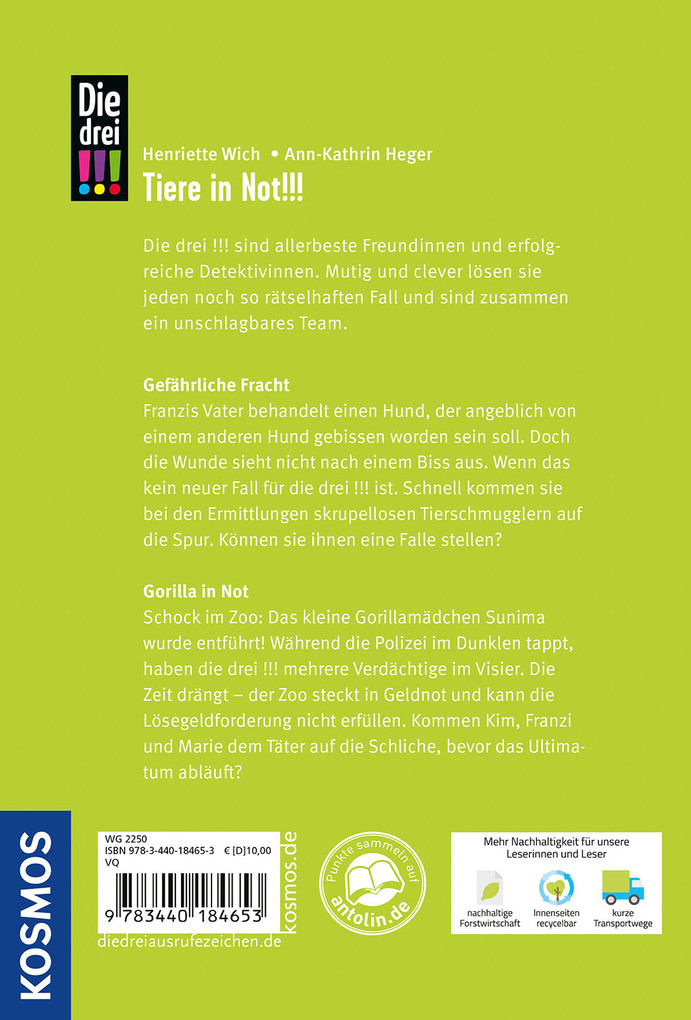 Weitere Ansicht: Die drei !!!, Gefährliche Fracht / Gorilla in Not (Doppelband) | Ann-Katrin Heger, Henriette Wich