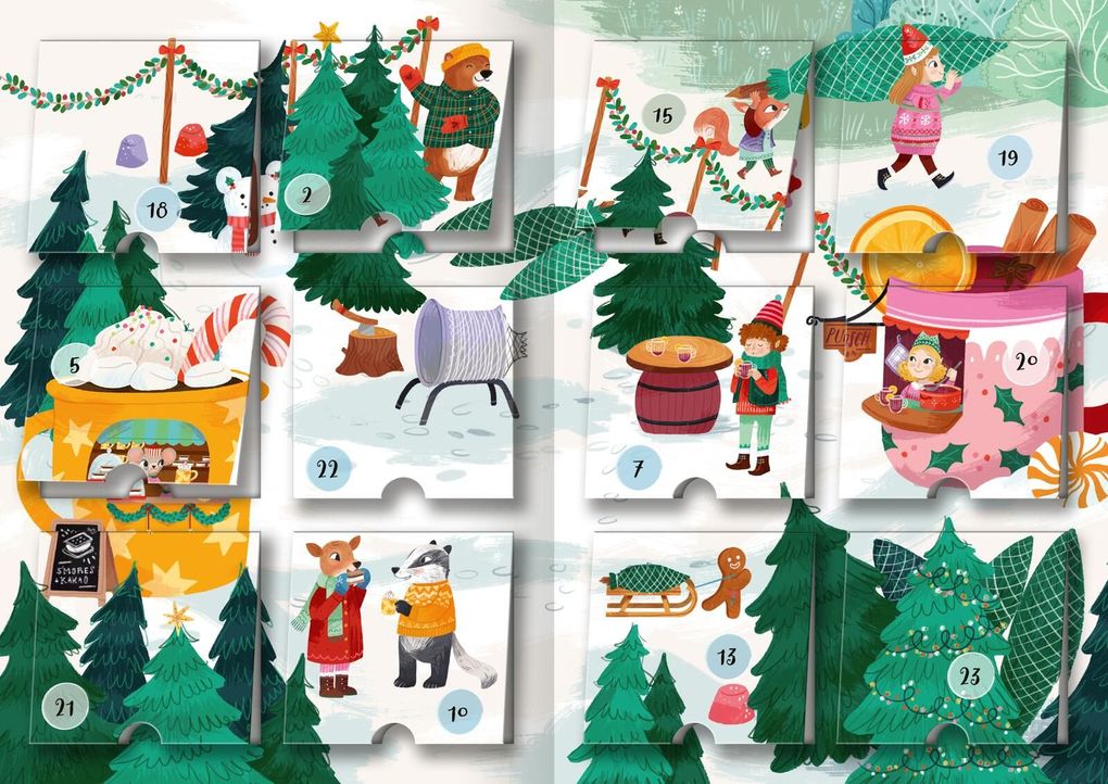Weitere Ansicht: Mein Adventskalender mit Stickern - Im Winterwald