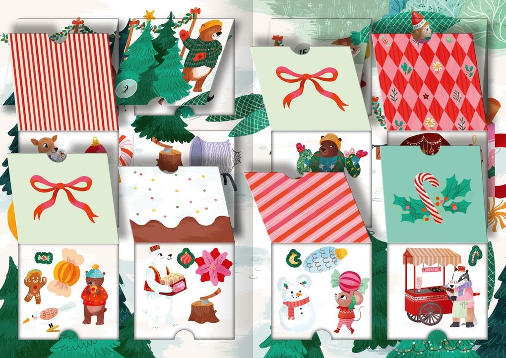 Weitere Ansicht: Mein Adventskalender mit Stickern - Im Winterwald