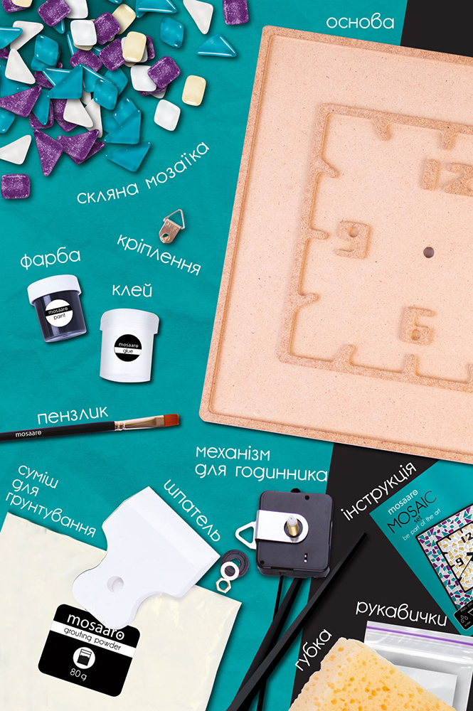 Weitere Ansicht: Mosaik-Set Quadrat-Uhr MA4002