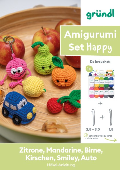 Weitere Ansicht: Gründl Amigurumi Häkel Set Happy: 10 Knäuel, Häkelnadel 2,5mm + 1,5mm, Anleitung