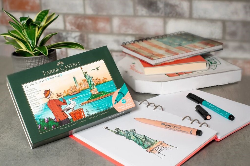 Weitere Ansicht: Faber-Castell Tuschestift Pitt Artist Pen, 12er Geschenk Set New York
