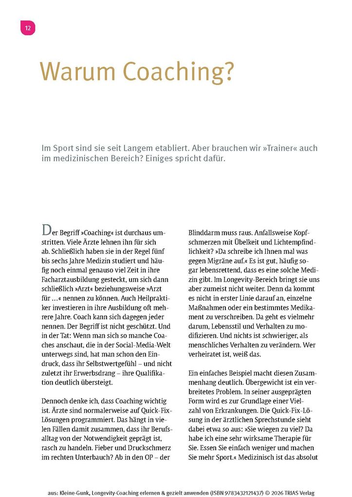 Weitere Ansicht: Longevity-Coaching erlernen und gezielt anwenden | Bernd Kleine-Gunk