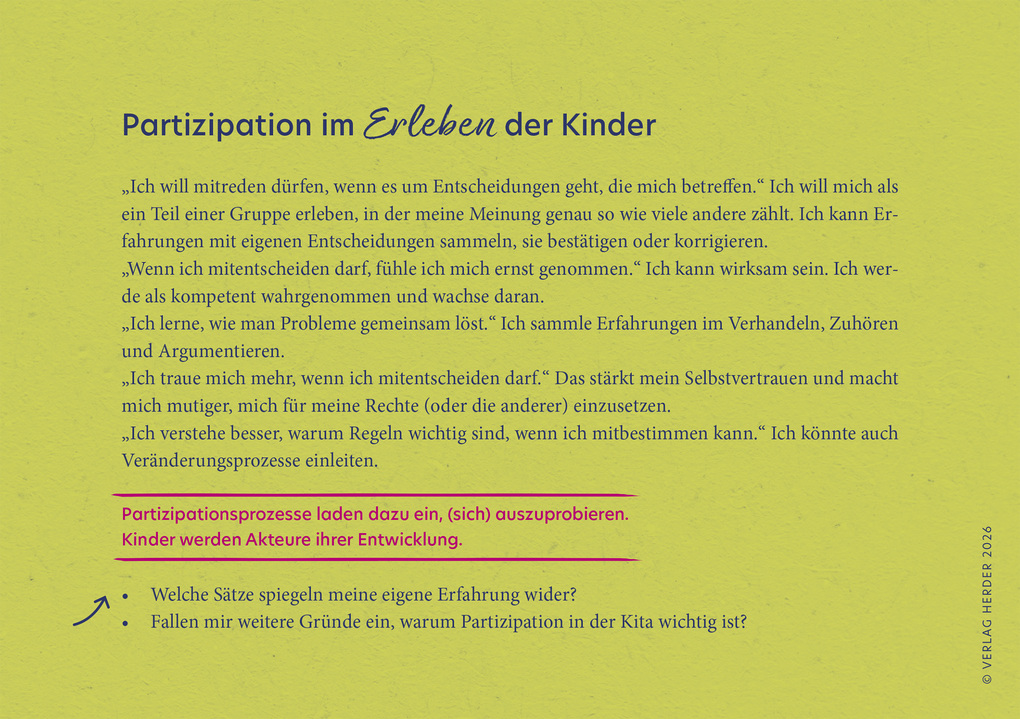 Weitere Ansicht: Partizipation in Krippe und Kita. 40 Reflexionskarten für die Teamarbeit | Franziska Schubert-Suffrian, Michael Regner