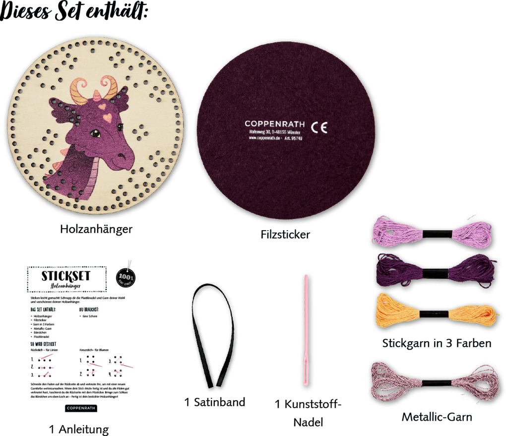 Weitere Ansicht: Sticken auf Holzanhängern