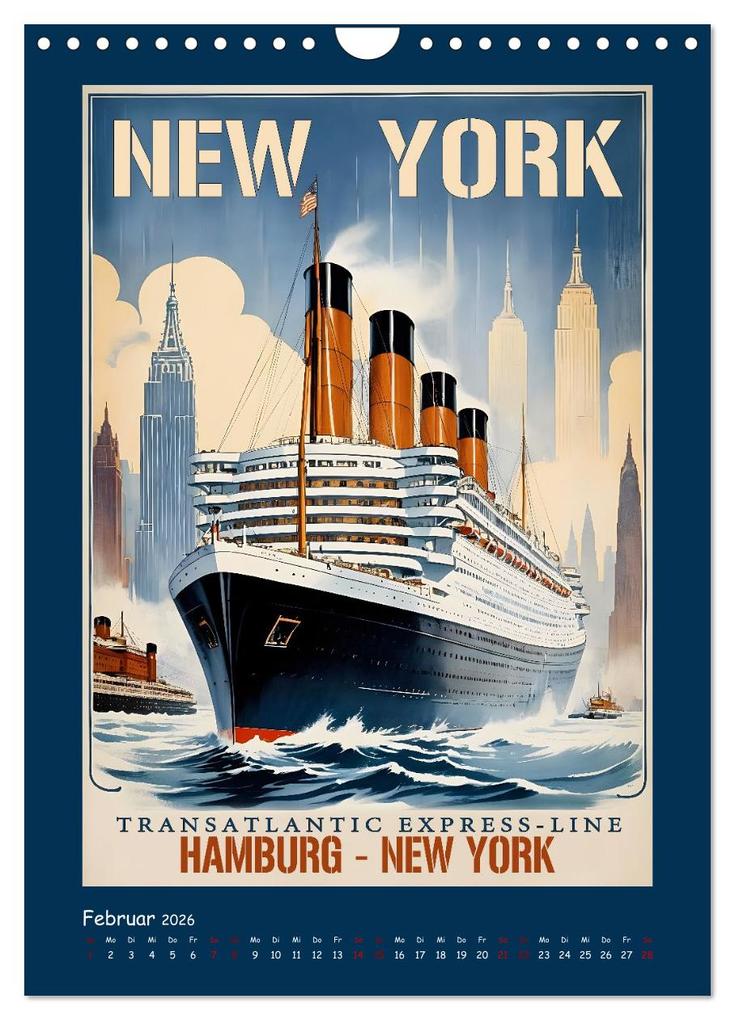Weitere Ansicht: Vintage Schiffsplakate - nostalgische Kreuzfahrt um die Welt (Wandkalender 2026 DIN A4 hoch), CALVENDO Monatskalender | Renate Utz, Calvendo
