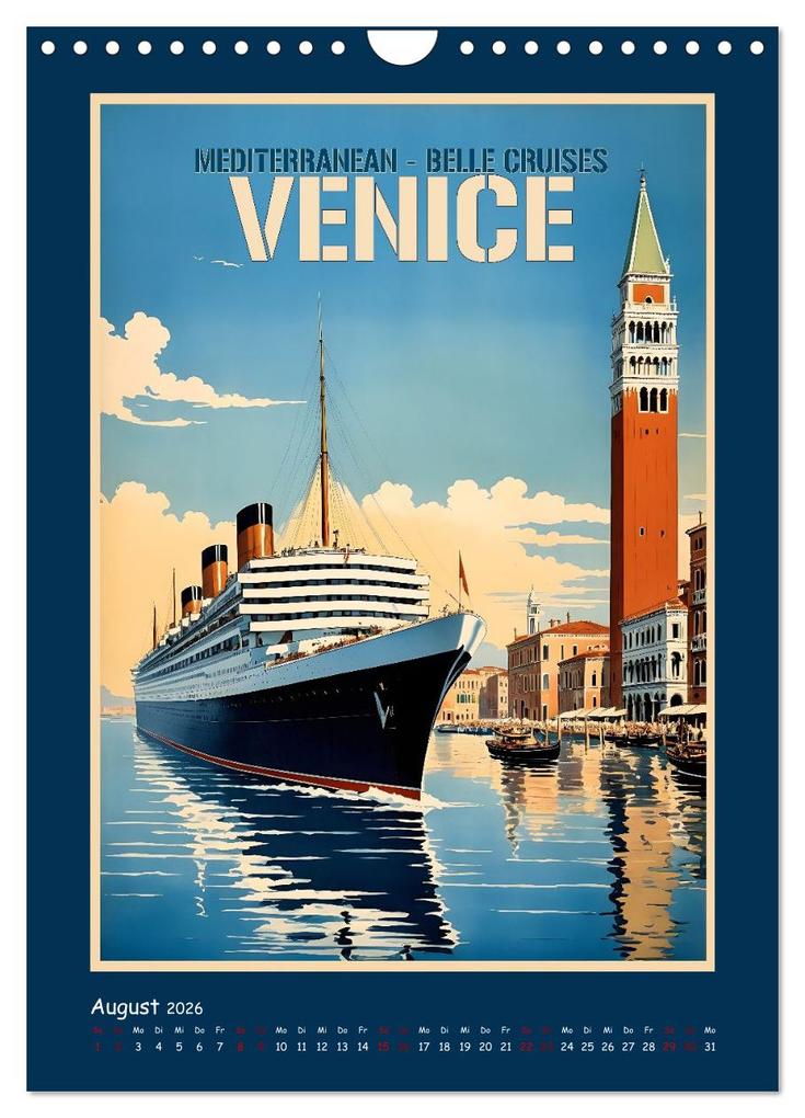 Weitere Ansicht: Vintage Schiffsplakate - nostalgische Kreuzfahrt um die Welt (Wandkalender 2026 DIN A4 hoch), CALVENDO Monatskalender | Renate Utz, Calvendo