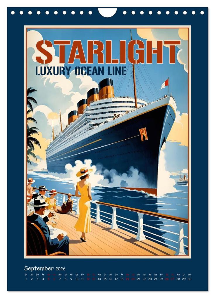 Weitere Ansicht: Vintage Schiffsplakate - nostalgische Kreuzfahrt um die Welt (Wandkalender 2026 DIN A4 hoch), CALVENDO Monatskalender | Renate Utz, Calvendo