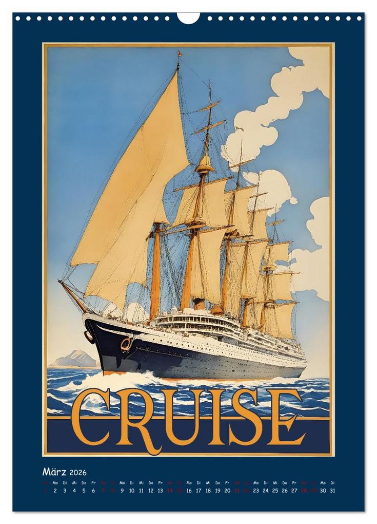 Weitere Ansicht: Vintage Schiffsplakate - nostalgische Kreuzfahrt um die Welt (Wandkalender 2026 DIN A3 hoch), CALVENDO Monatskalender | Renate Utz, Calvendo
