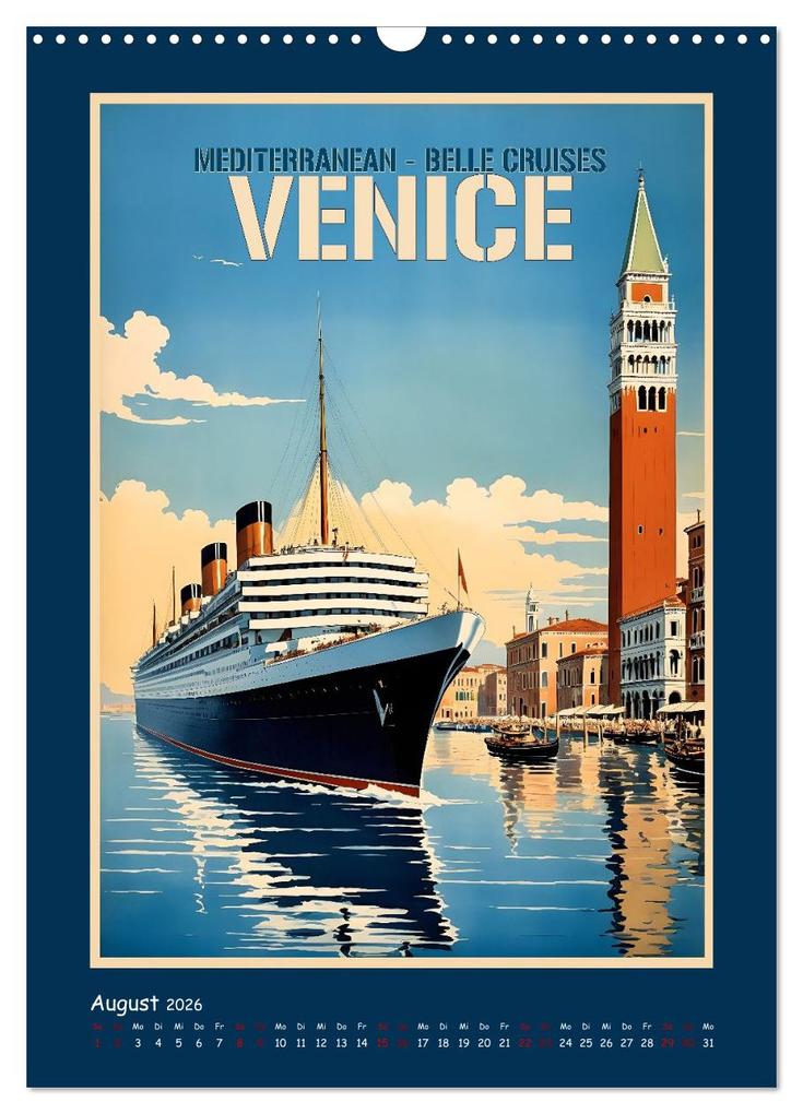 Weitere Ansicht: Vintage Schiffsplakate - nostalgische Kreuzfahrt um die Welt (Wandkalender 2026 DIN A3 hoch), CALVENDO Monatskalender | Renate Utz, Calvendo