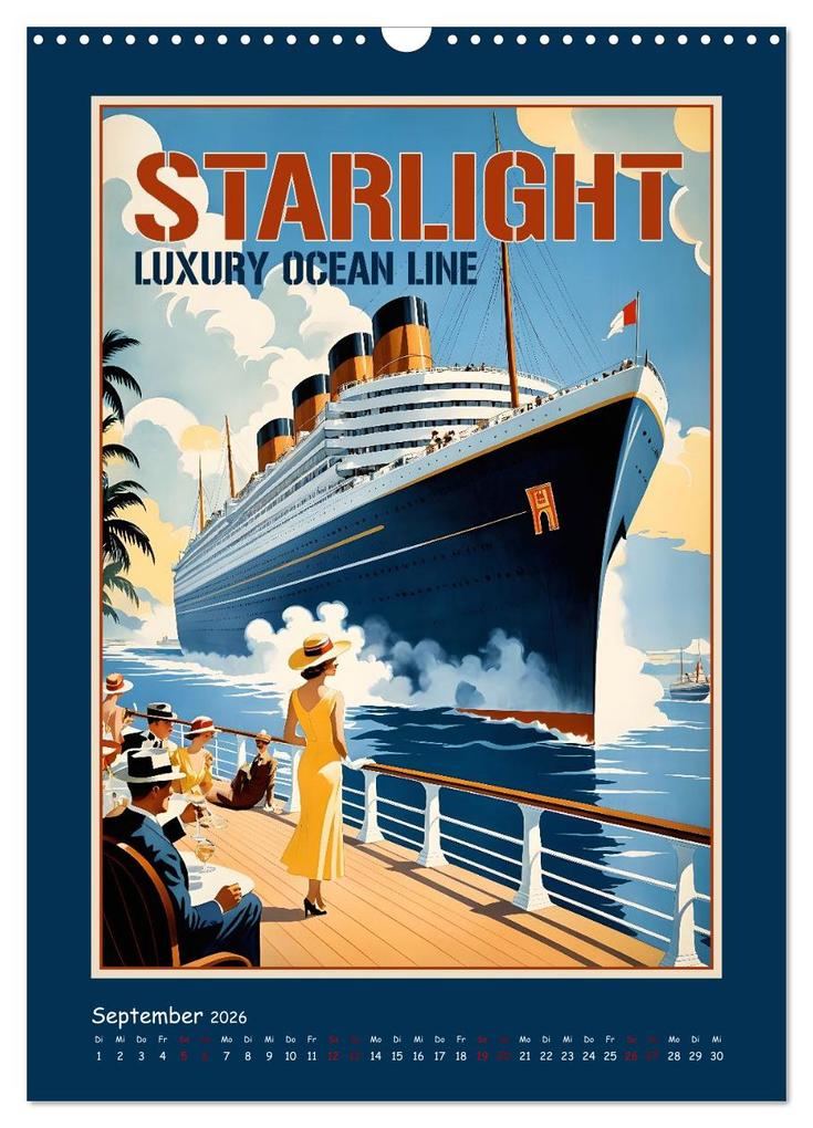 Weitere Ansicht: Vintage Schiffsplakate - nostalgische Kreuzfahrt um die Welt (Wandkalender 2026 DIN A3 hoch), CALVENDO Monatskalender | Renate Utz, Calvendo