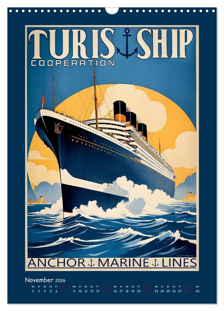Weitere Ansicht: Vintage Schiffsplakate - nostalgische Kreuzfahrt um die Welt (Wandkalender 2026 DIN A3 hoch), CALVENDO Monatskalender | Renate Utz, Calvendo