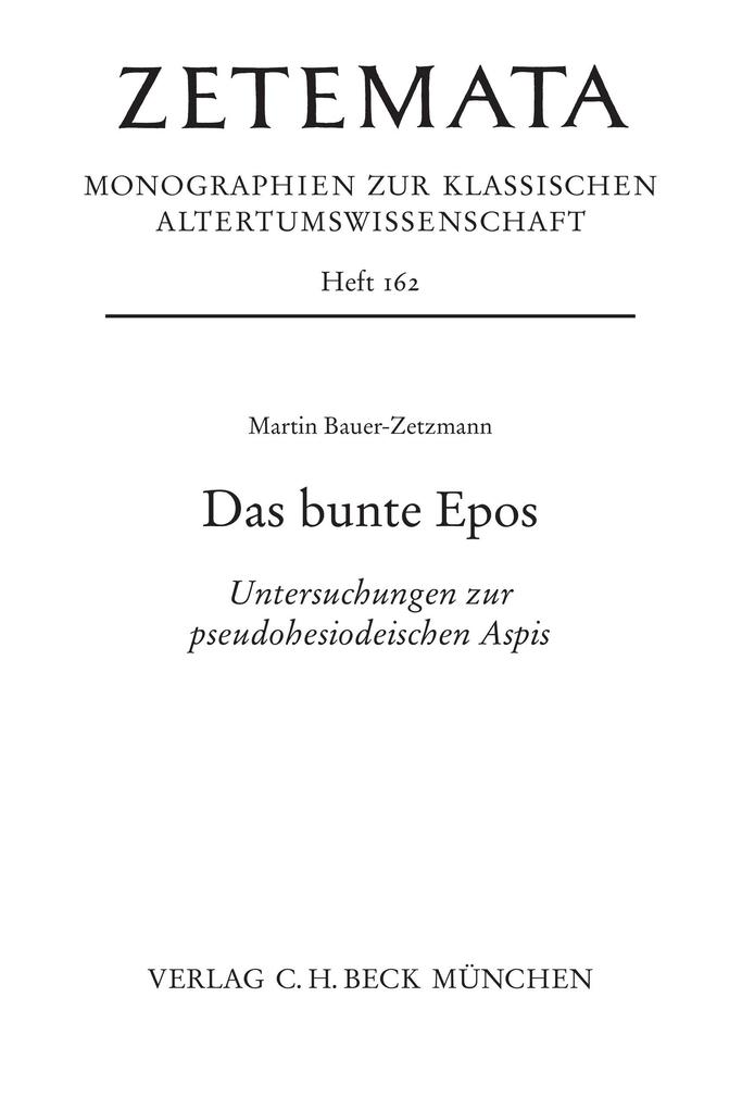 Produktbild: Das bunte Epos | Martin Bauer-Zetzmann