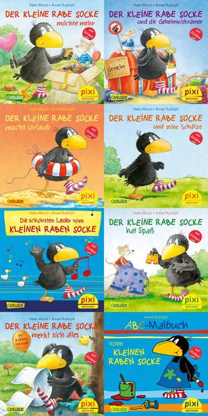 Produktbild: Pixi-Box 193: Der kleine Rabe Socke mit Stickern (8x8 Exemplare) | Nele Moost