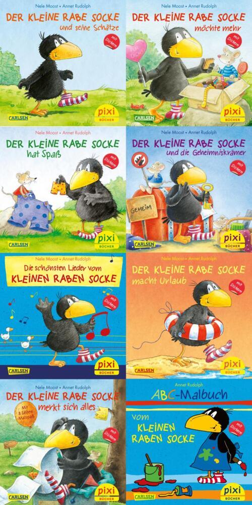 Produktbild: Pixi-8er-Set 193: Der kleine Rabe Socke mit Stickern (8x1 Exemplar) | Nele Moost