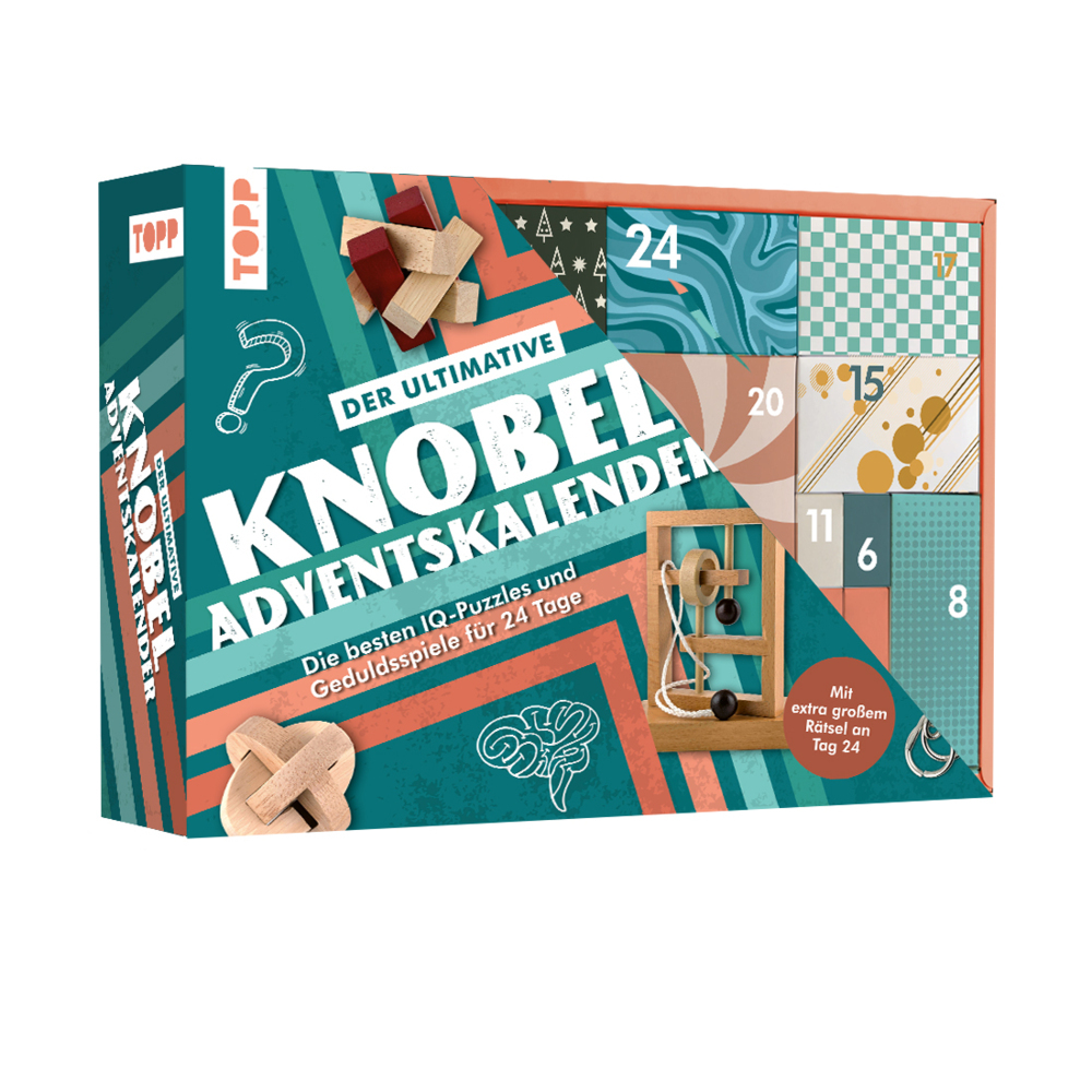Produktbild: Der ultimative Knobelspiel-Adventskalender - Die besten IQ-Puzzles und Geduldsspiele für 24 Tage
