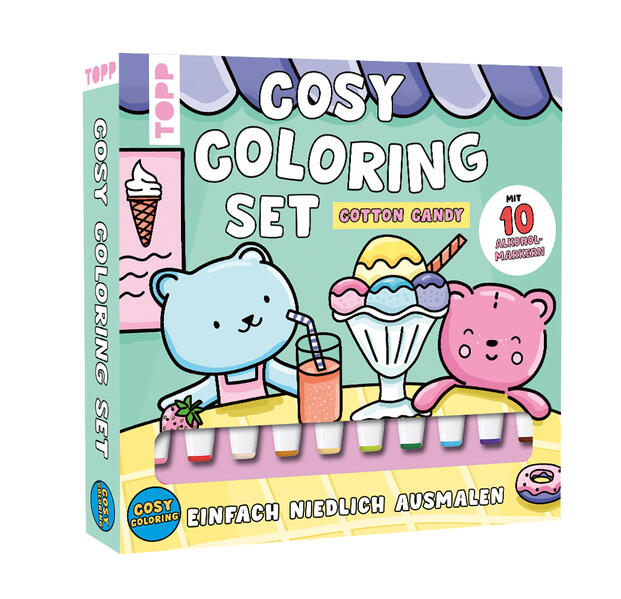 Produktbild: Cosy Coloring "Cotton Candy" Ausmalset - Einfach niedlich ausmalen | Sam Jayne