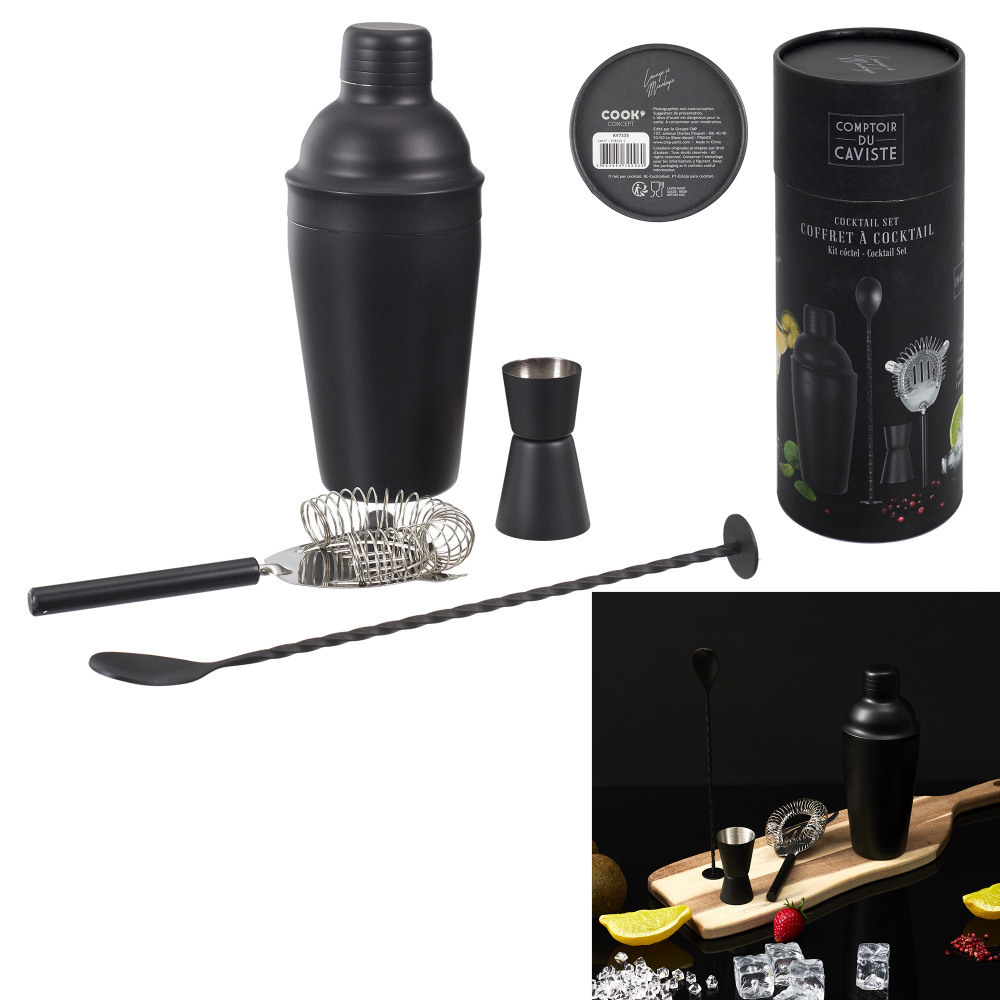 Produktbild: Cocktailkiste 4 Accessoires schwarz